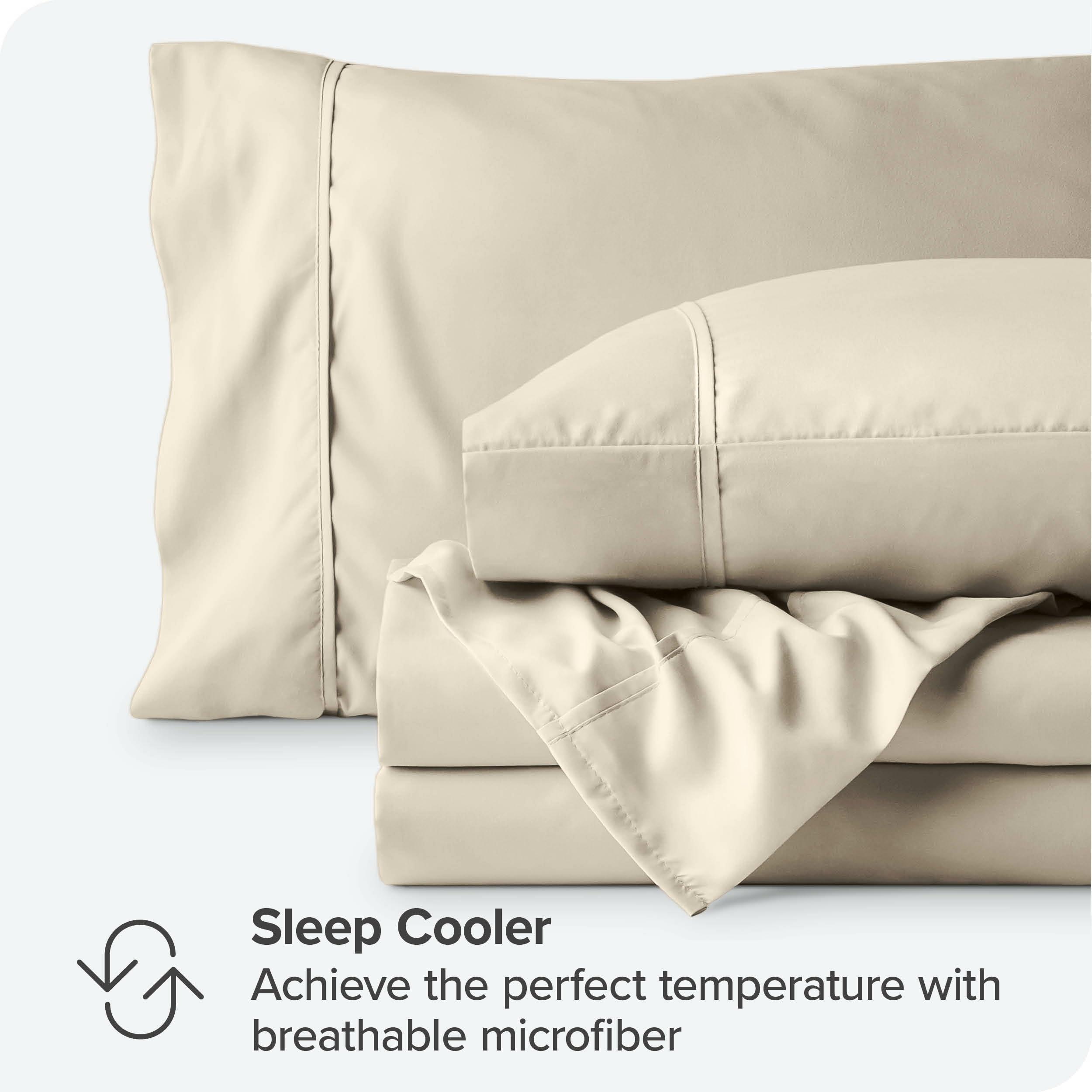 Bare Home Bare Home Split California King Sheet Set - 1800 Ultra-Soft Microfiber Split California King Bed Sheets - Double Brushed - Deep Pockets - Easy Fit - 5 Piece Set - Bed Sheets (Split Cal King, Sand)