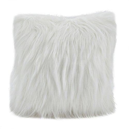 SARO LIFESTYLE SARO LIFESTYLE 802.I18S Cheveux Collection Long Hair Faux Fur Throw Pillow, Ivory, 18\"