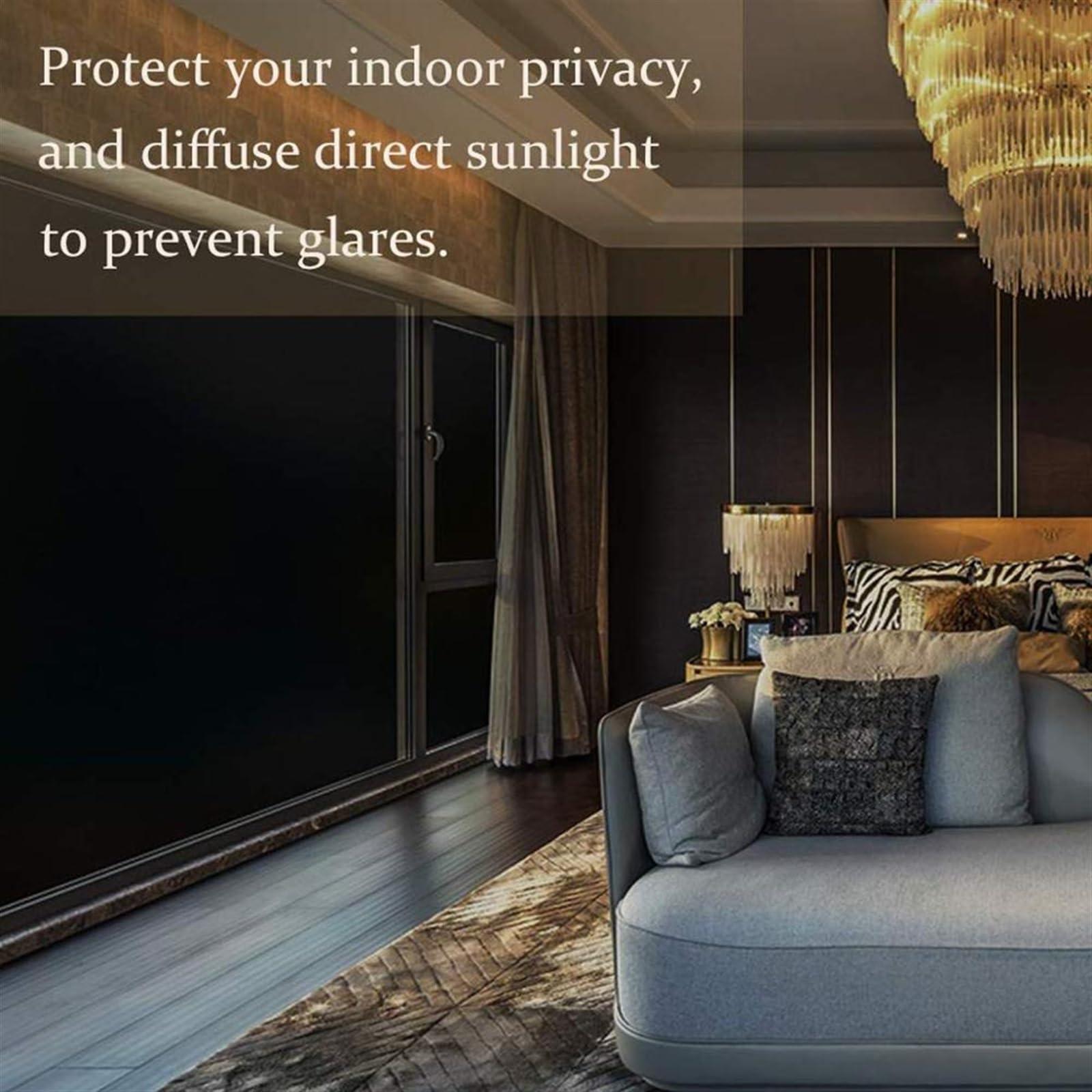 CLoxks Window Films Removable 100% Light Blocking Static Total Blackout Window Film Privacy Room Darkening Window Tint Black Window Sticker Window Privacy (Color : 60x100cm)