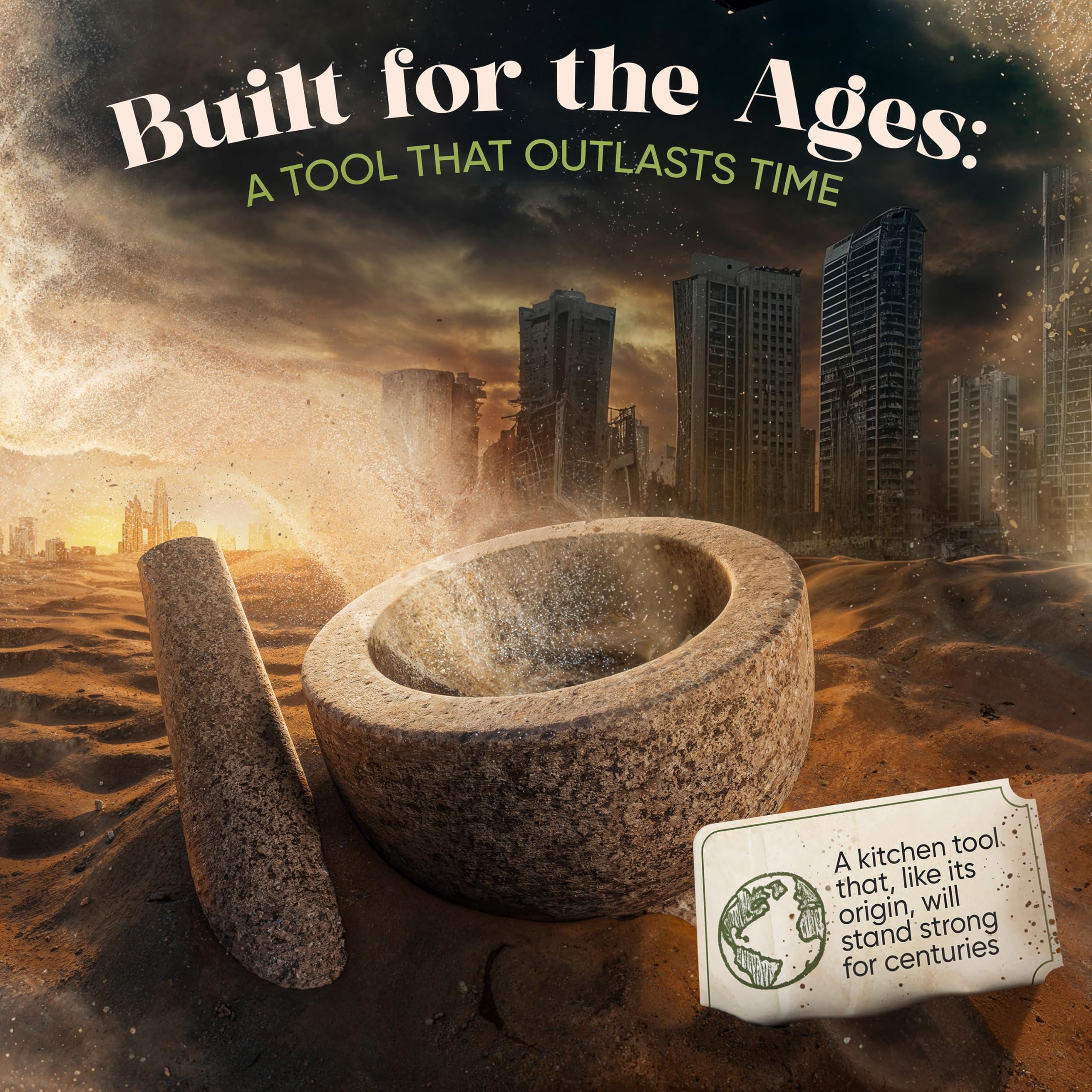 ChefSofi ChefSofi Mortar and Pestle Set - 6 Inch - 2 Cup Capacity - Unpolished Heavy Granite for Enhanced Performance and Organic Appearance - Included: Anti-Scratch Protector