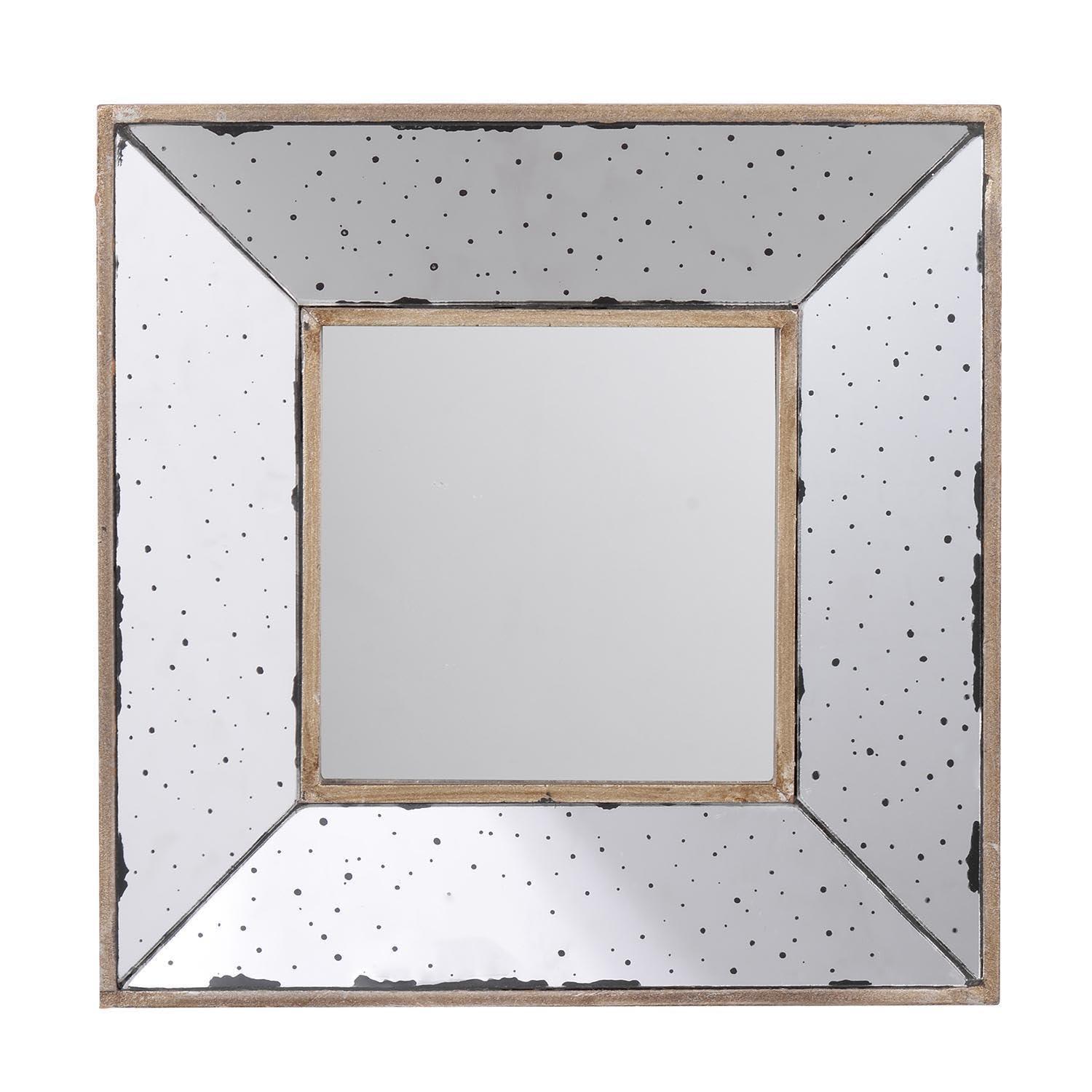 T2 CONCEPT T2 CONCEPT 12 x 12 Distressed Silver Square Accent Mirror, Traditional Style Wall Mirror, for Living Room, Entryway, Office, Bedroom, Hallway