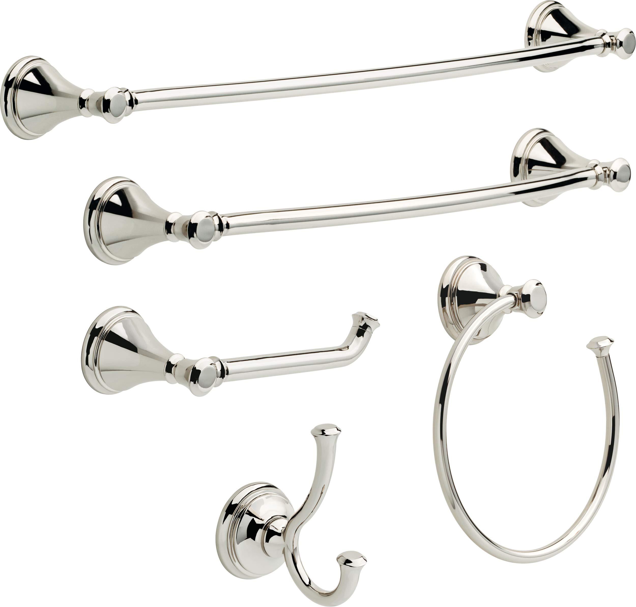 DELTA DELTA Cassidy, Robe Hook Polished Nickel Towel Holder, Bathroom Accessories, 79735-PN 3.88 x 2.50 x 3.88, 4.6 x 3.9 x 2.5 inches