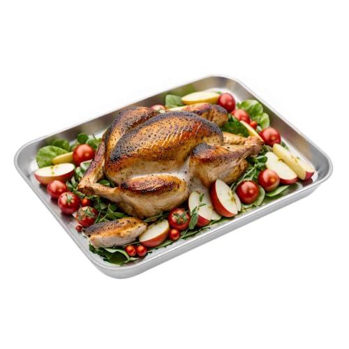 Aspire Aspire Baking Sheet Set, 304 Stainless Steel Cookie Sheet Set Toaster Oven Tray Pan Rectangle Size-S 3 Pcs