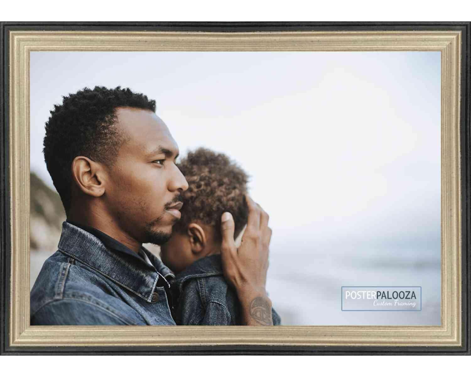 Poster Palooza Poster Palooza 24x12 Traditional Silver Complete Wood Picture Frame with UV Acrylic Plexiglass, Foam Board Backing & Hardware Included