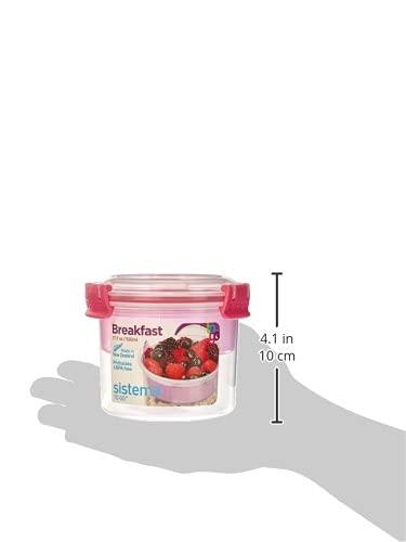 Sistema Sistema To Go Collection Breakfast Bowl Food Storage Container, 17.9 oz./0.5 L, Clear/Pink
