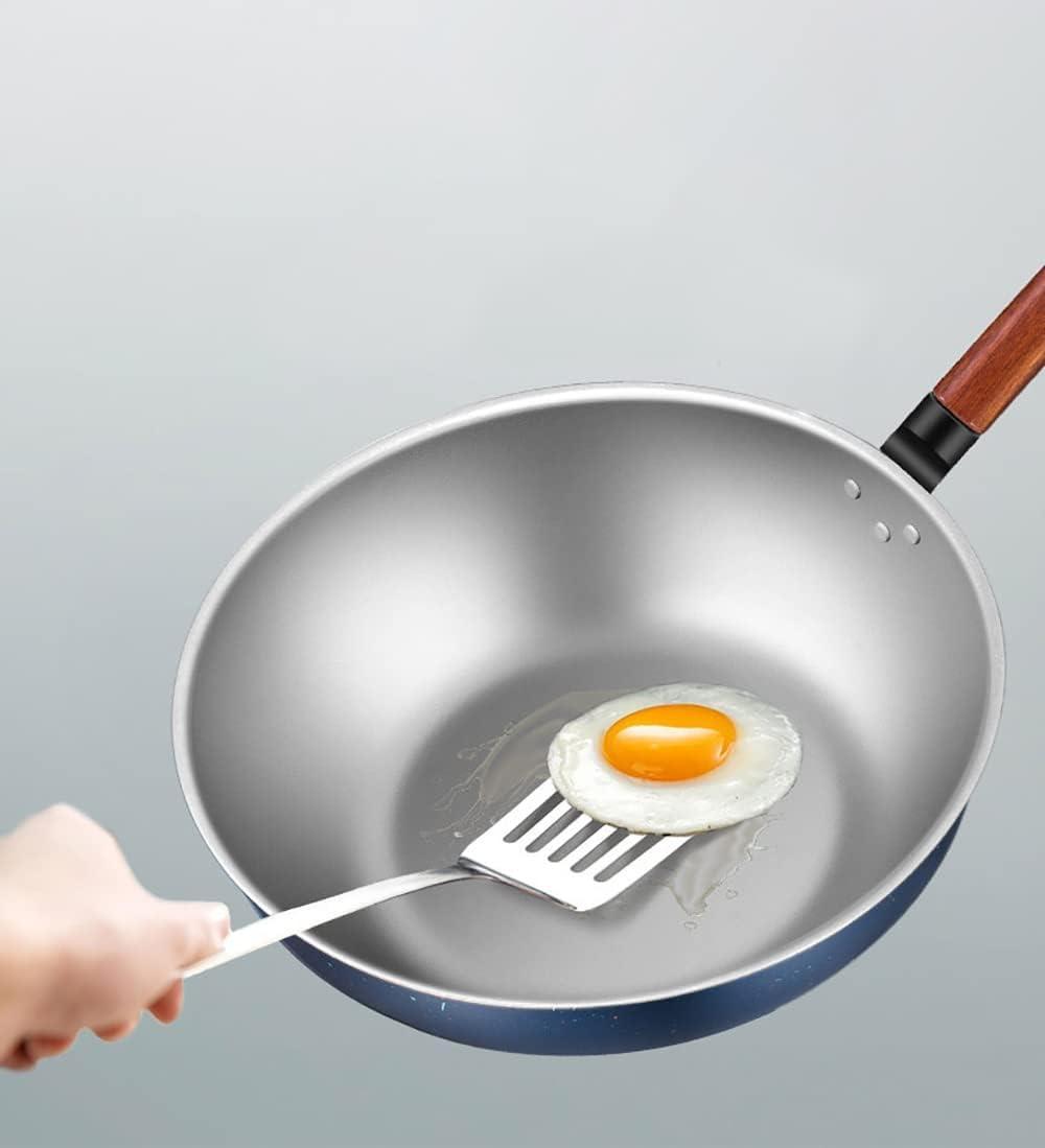 LRTYZBD LRTYZBD Pure Titanium Nonstick Skillet,12.6-Inch Frying Pan Uncoated Household Steak Omelet Household Gas Induction Cooking