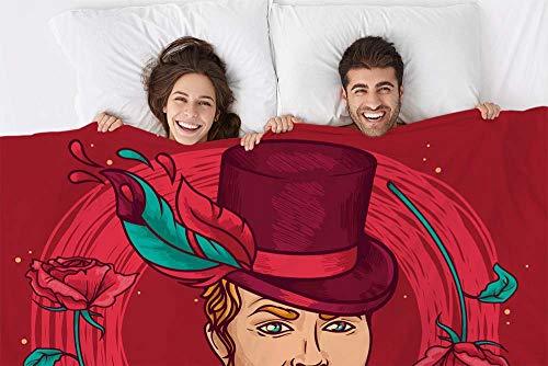 Mugod Mugod Let\'s Go Magic Throw Blanket Magician Perfomance in Gypsy Style Red Rose Hat Soft Cozy Fuzzy Warm Flannel Blankets Decorative for Baby Toddler Swaddle Dog Cat 30X40 Inch