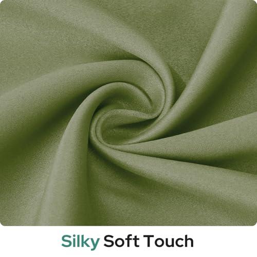 HOMEIDEAS HOMEIDEAS 100% Blackout French Door Curtains, Privacy Door Curtains for Window, 26 X 68 Inch Room Darkening Blinds, Thermal Insulated Window Shades for Bedroom, 1 Panel, Sage Green