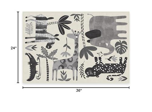RUGGABLE RUGGABLE Washable 2x3 Area Rug, Animal Safari Black & White, Premium Rugs for Kids Area, Living Room, Bedroom, Kitchen, and Office with Gripper Non Slip Pad