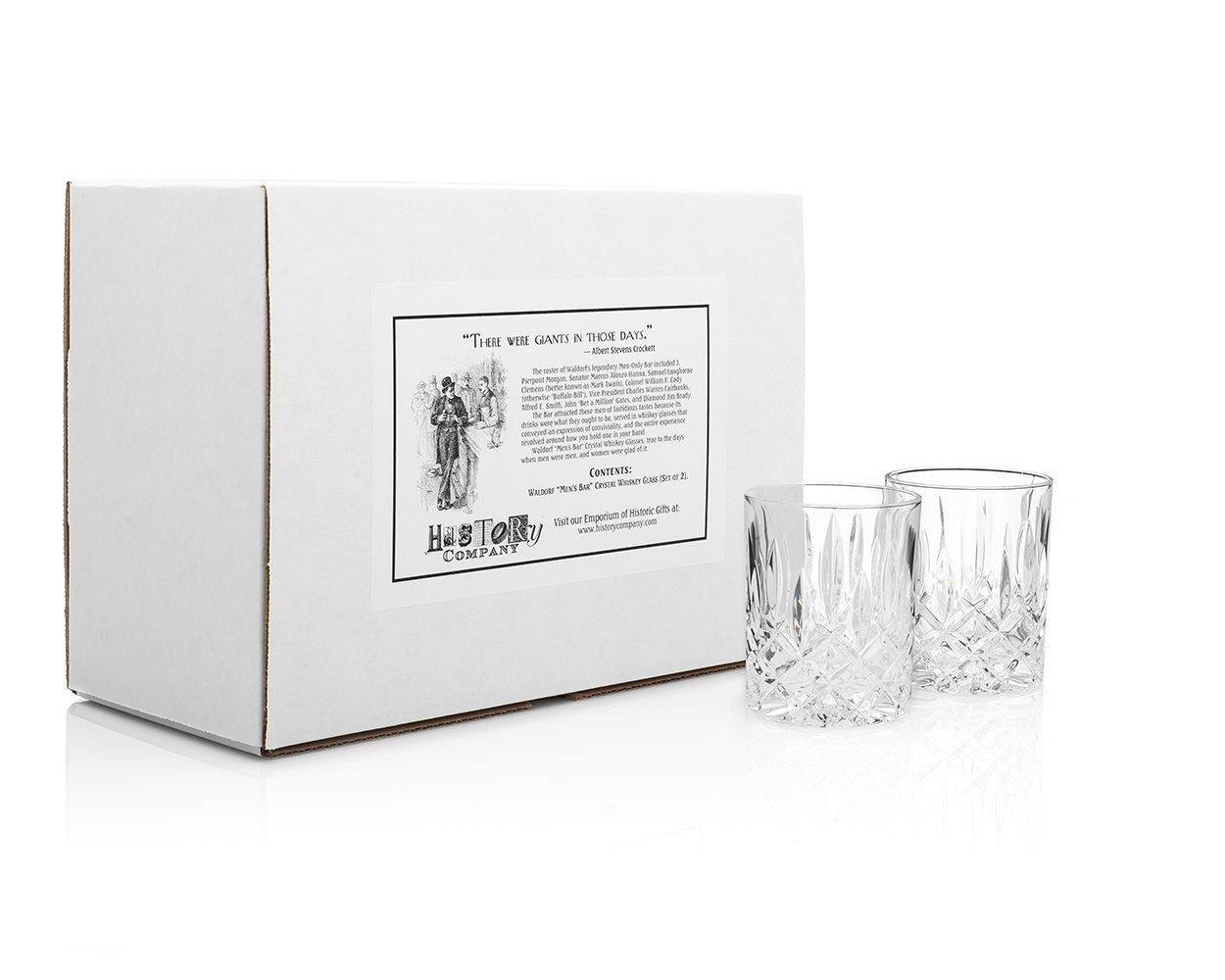 HISTORY COMPANY HISTORY COMPANY Men\'s Bar at the Astor Crystal Whiskey Glass 2-Piece Set of Luxury Old Fashioned Tumblers (Gift Box Collection)