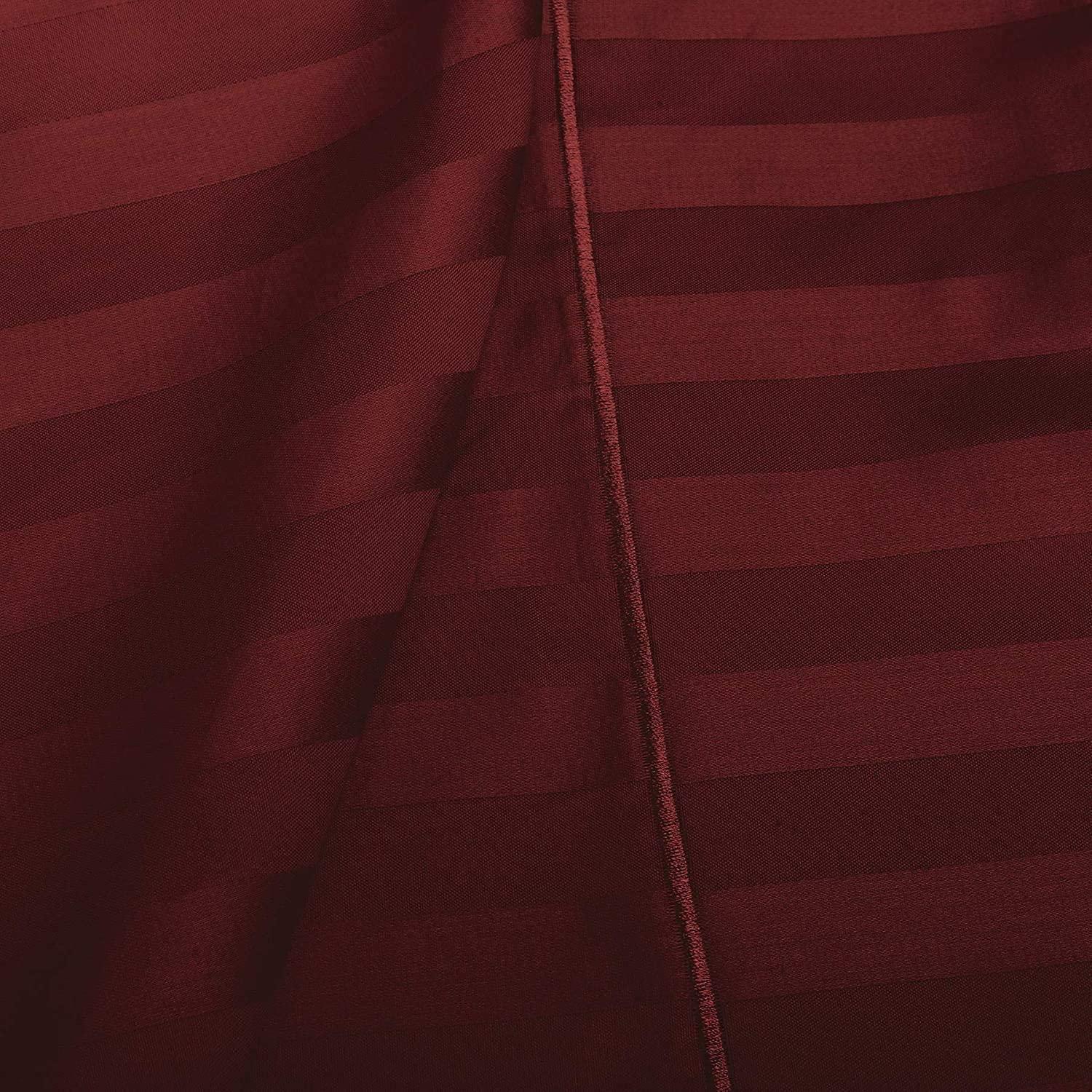 Sheets N More 600 Thread Count 100% Egyptian Cotton Bed Sheet, 4-PC Full XXL Wine Stripe Sheet Set Single Ply Long Staple Egyptian Cotton, Sateen Weave, Fits Mattress Upto 12\" Deep Pocket