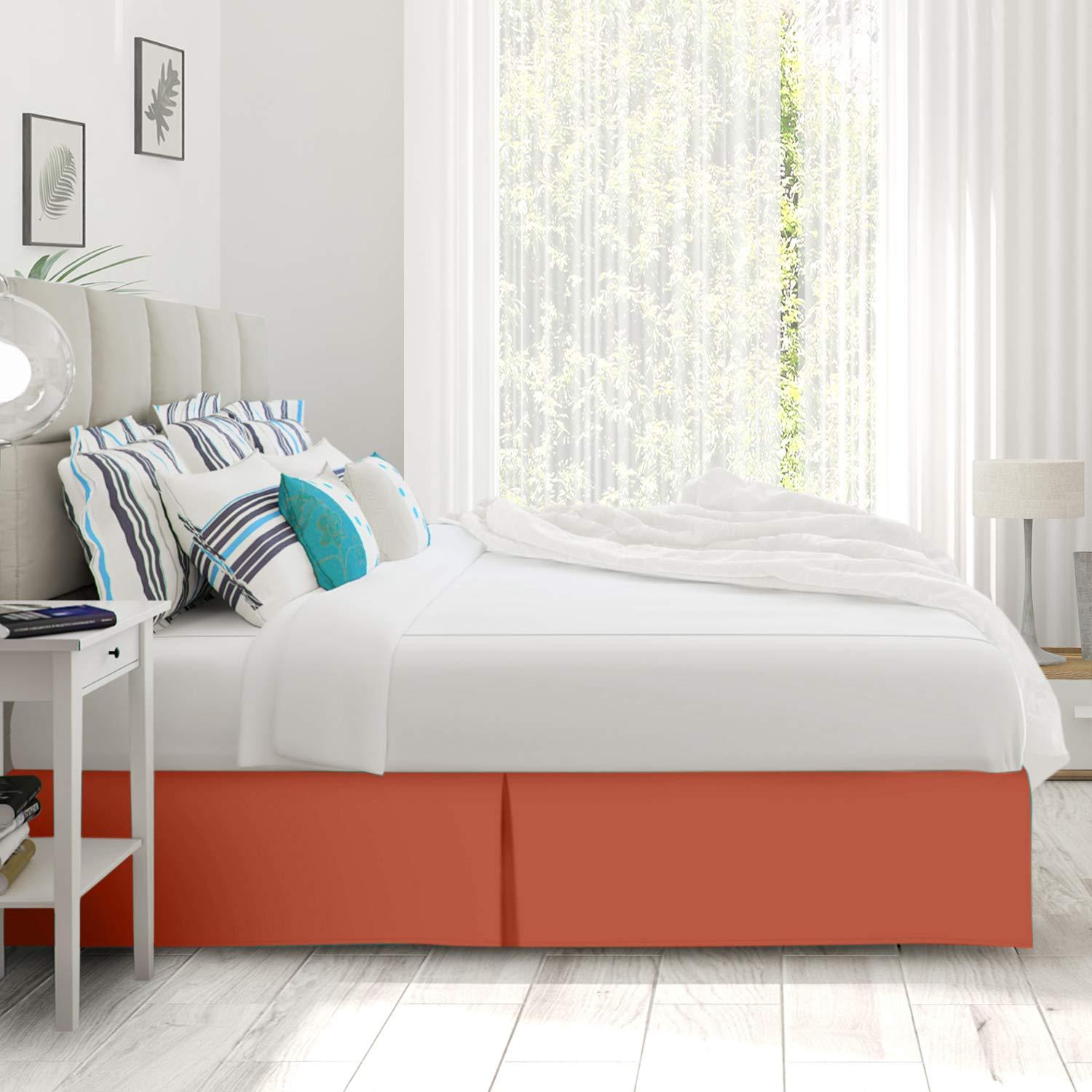 Ammara Linen Ammara Linen Pleated Bed Skirt Easy Fit Bed Skirt 15 Inch Tailored Drop - King 78 x 80 Inches - Rust Brown - 1000 Thread Count Brushed Egyptian Cotton Wrinkle Resistant