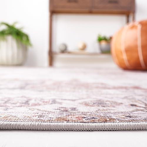 Safavieh SAFAVIEH Tucson Collection Area Rug - 6' Square, Beige & Light Sage, Persian Medallion Design, Machine Washable Ideal for High Traffic Areas in Living Room, Bedroom, Dining (TSN105B-6SQ)