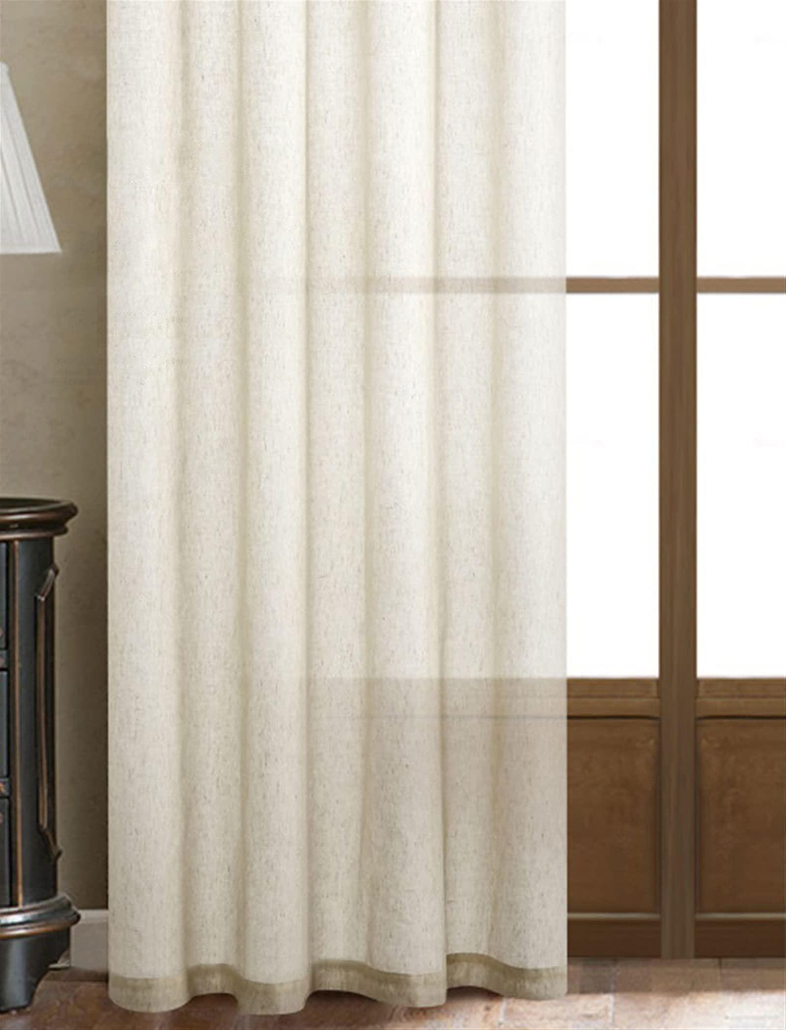 UEAUY UEAUY Natural Linen Curtains Washable Window Treatments Sheer Curtain for Living Room Bedroom Privacy Soften Sunlight Drapes Khaki 2 Panels 72" W x 63" L