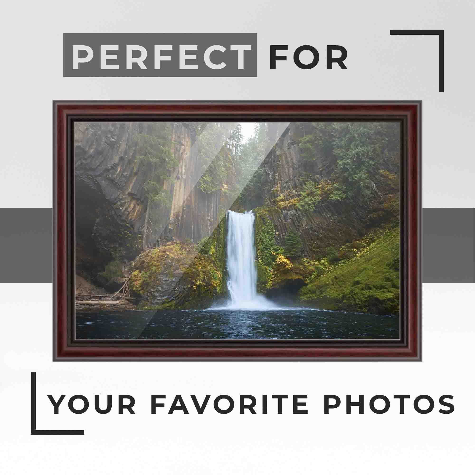 CustomPictureFrames.com 48x14 Frame Executive Brown Round Mahogany Finish Solid Wood Picture Frame | 1.25 Inch Moulding Width | Seeley Frame Complete with UV Acrylic Plexiglass, Foam Board Backing & Hanging Hardware