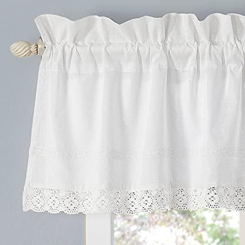 Laura Ashley Laura Ashley Home 222802 Annabella Pole Top Valance, White, 86x15in