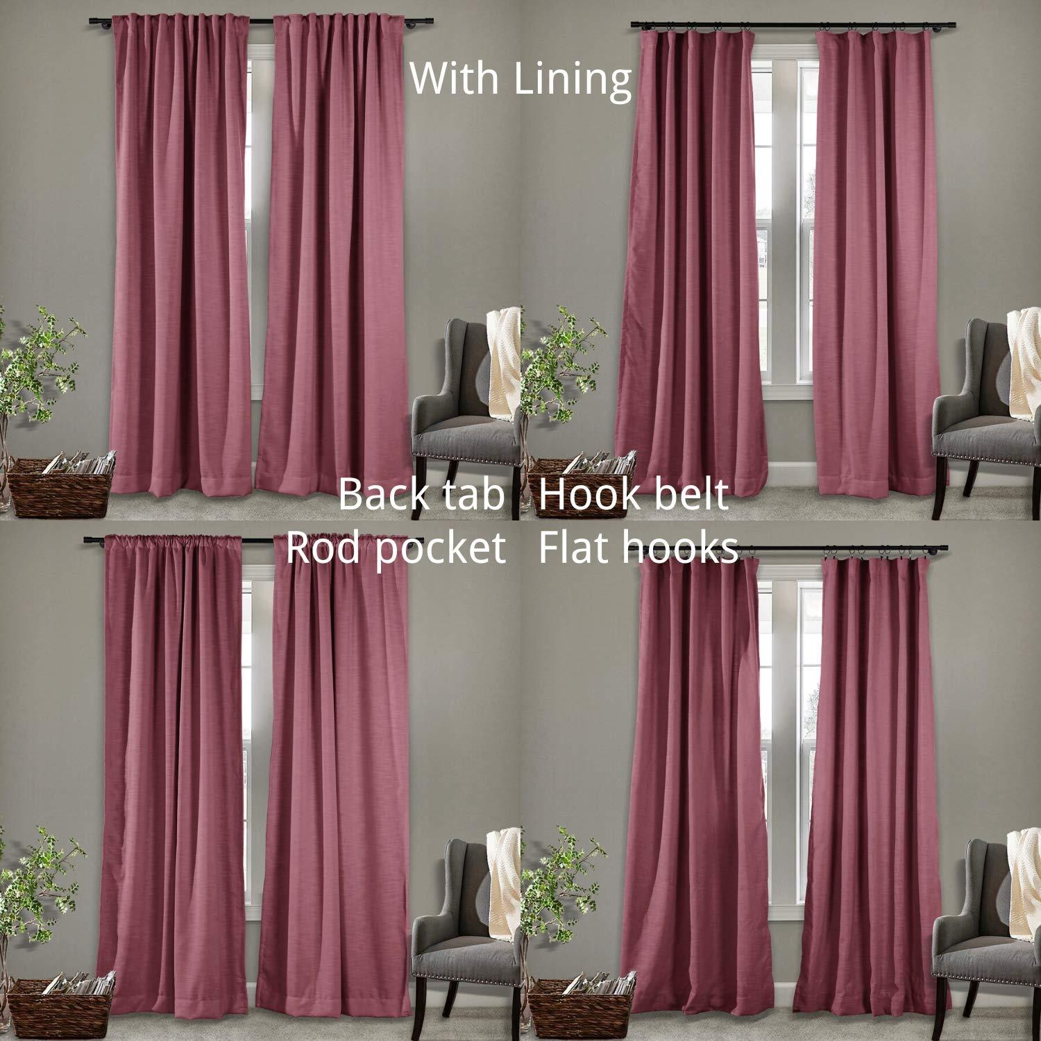 Frelement Frelement Natural Linen Curtains with Blackout Lining Privacy Room Darkening 4 in 1 Header Drapes for Cafes, Club, Office, Burgundy Red, 100" W x 96" L, 1 Panel