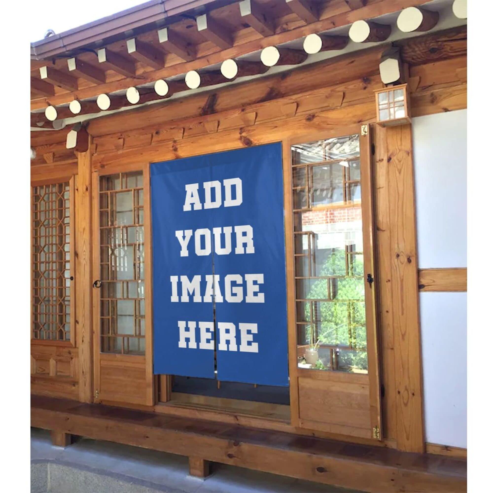 JCETUNO JCETUNO Personalized Japanese Noren Curtain Custom Picture Text Hanging Doorway Curtain Panel Room Dividers for Partition Home Restaurant,Multiple Size, Royal Blue, Wide 37"