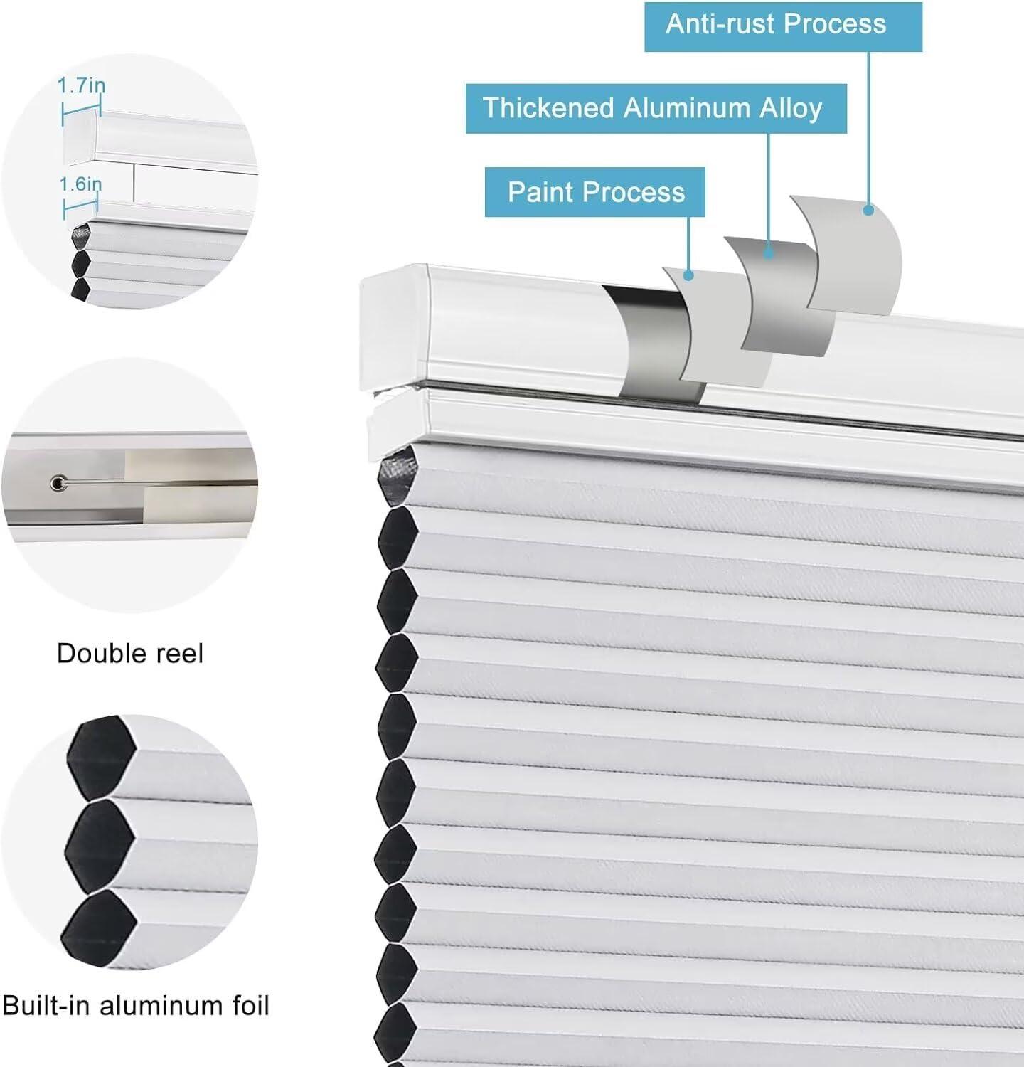 MYshade MYshade Custom Top Down Bottom Up Cellular Shades Blackout Up Down Window Blind Cordless Cellular Blinds & Shades Easy to Install 20" W x 56" H White