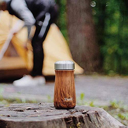 S\'well S\'well Stainless Steel Traveler-12 Fl Oz Triple-Layered Vacuum-Insulated Travel Mug Keeps Coffee, Tea and Drinks Cold for 20 Hours and Hot for 9-BPA-Free Water Bottle, 12 oz, Teakwood