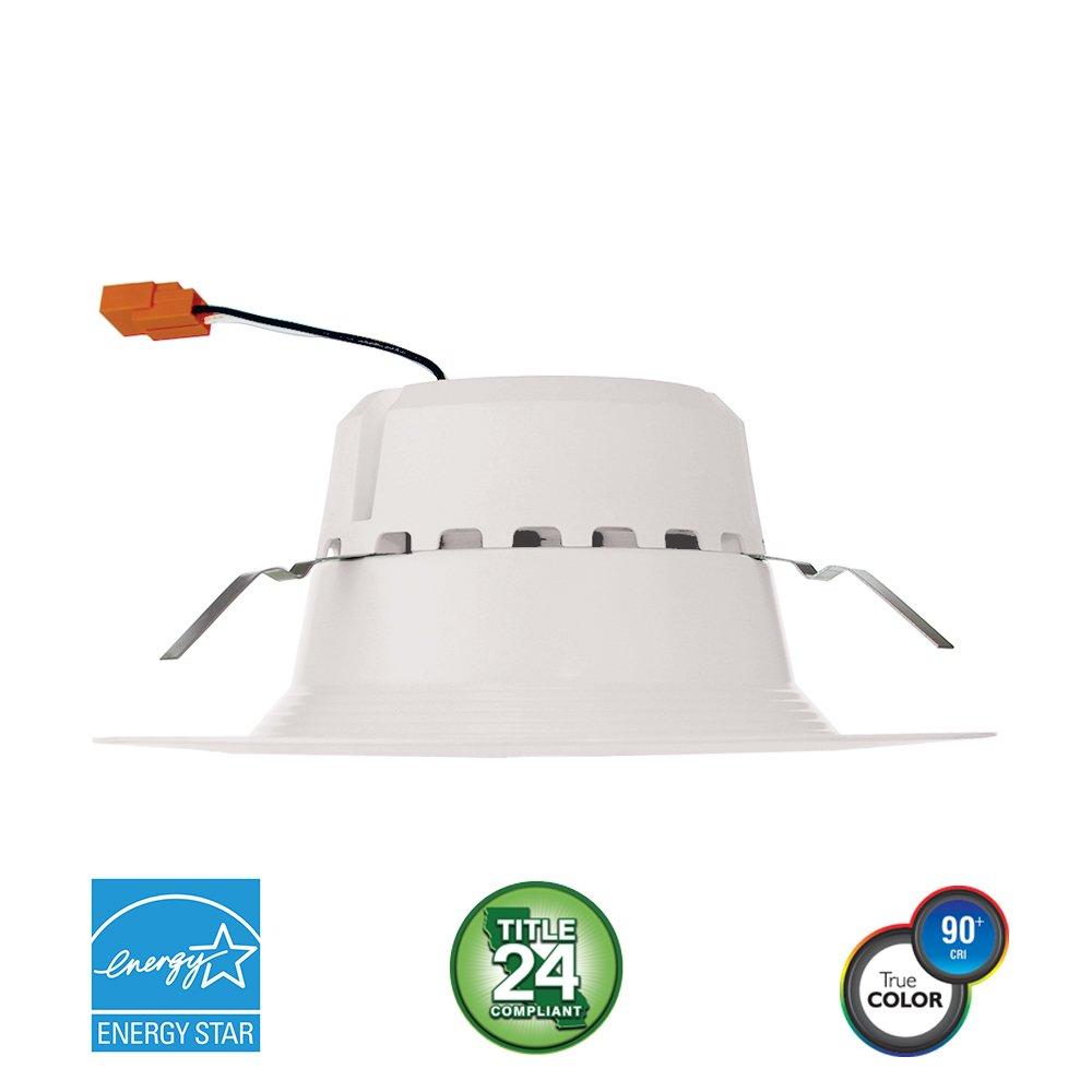 Euri Lighting Euri Lighting DLC-2000e LED 5/6\" Retrofit Downlight, Soft White 3000K, Dim, 13.5W (75W Equal) 800lm, 90 Degree Angle, 90+ CRI, E26, UL & Energy Star, T24, CEC, One Count