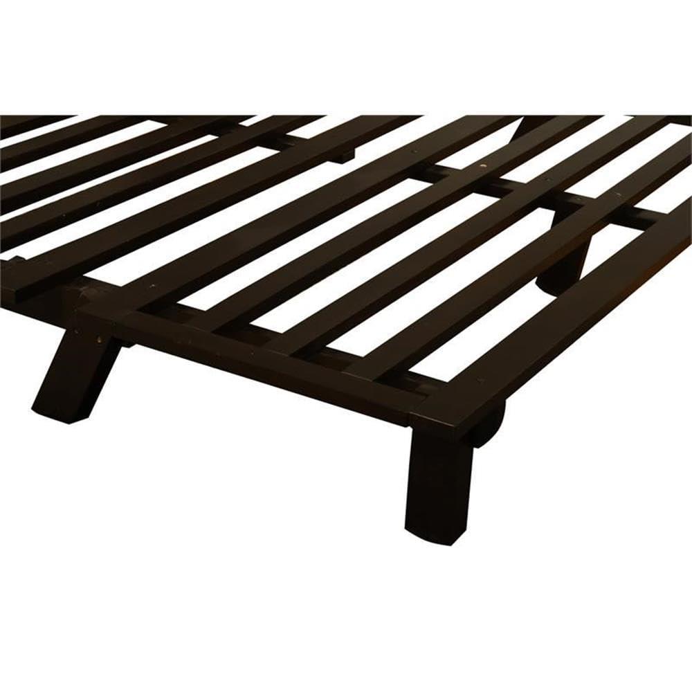 Kodiak Furniture Kodiak Furniture Carson Full Size Futon Frame and Mattress Set - Java Brown Finish Wood Futon Frame with Mattress Included in Linen Aqua Color