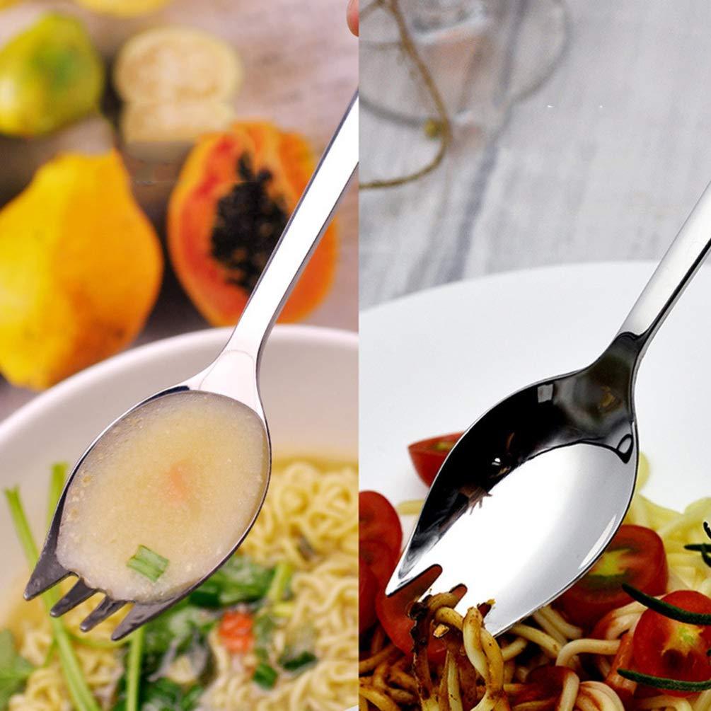 Cabilock 1 Pc 304 Long Handle Spork Cream Spoon Stainless Steel Spoon Salad Spork Salad Spoon