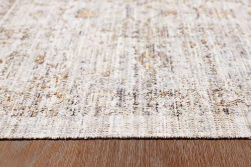 Obeetee Obeetee - Ava Machine Woven/Power Loomed Distressed Arabesc 8' x 10' Area Rug in Silver