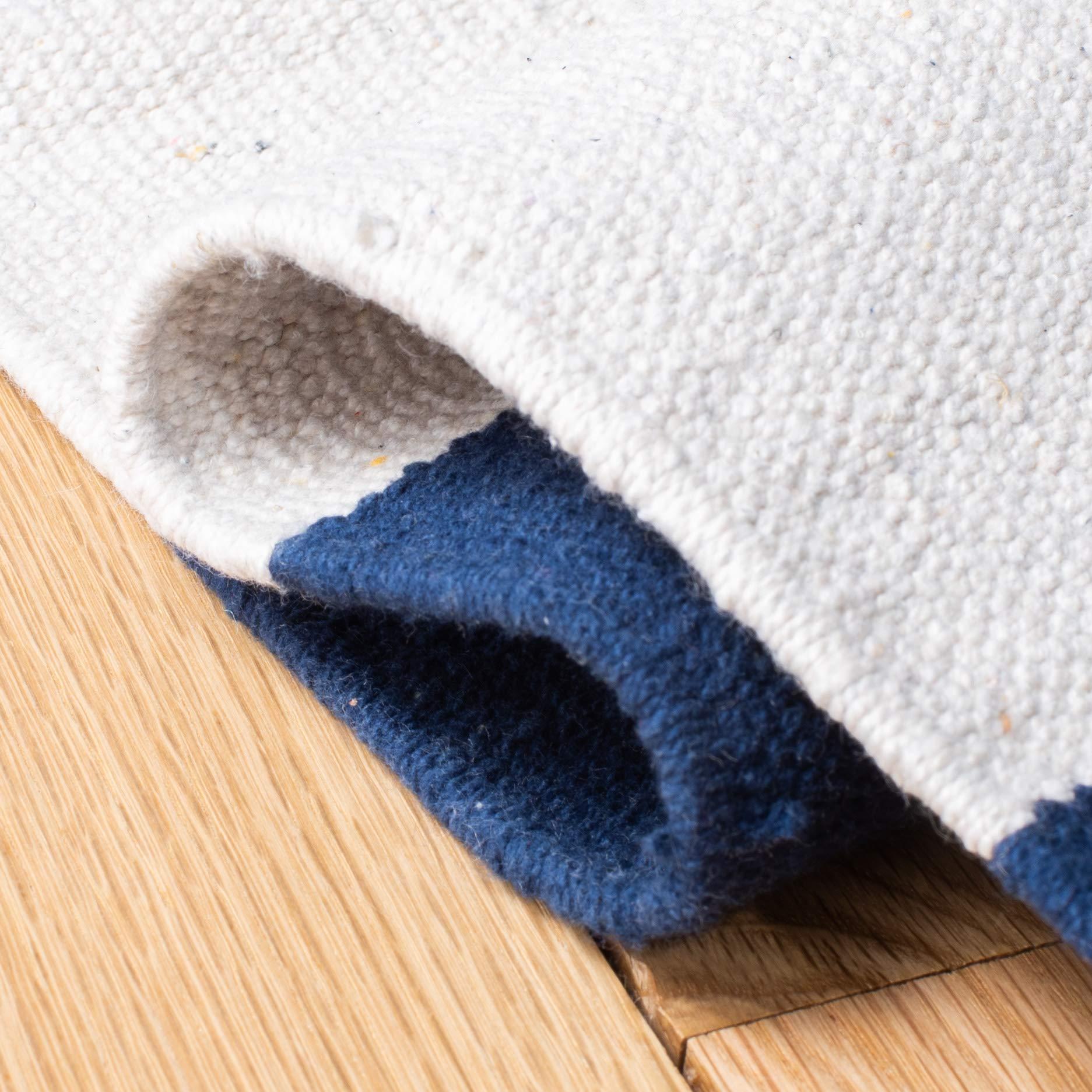 Safavieh SAFAVIEH Montauk Collection Runner Rug - 2\'3\" x 19\', Navy & Ivory, Handmade Flat Weave Boho Farmhouse Cotton Stripe, Ideal for High Traffic Areas in Living Room, Bedroom (MTK712H)