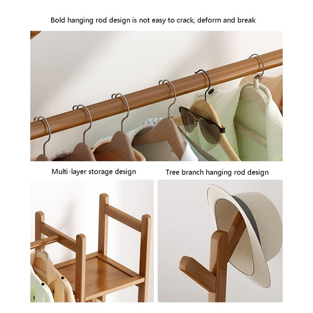 HomeLoft Basics Wooden Coat Stand, Free-Standing Garment Rack, Clothings Organizer, Storage Shoe Rack, 80X30X138CM