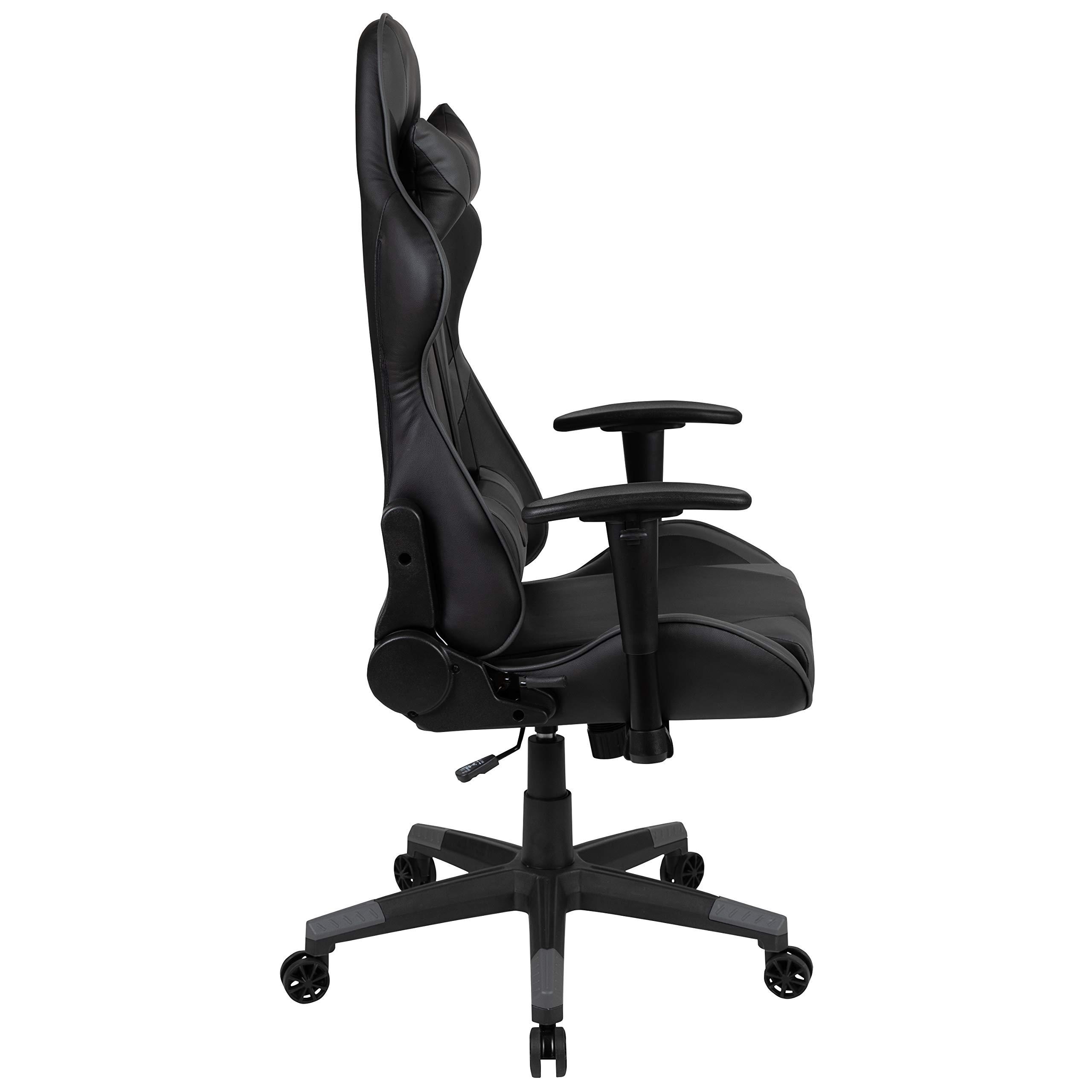 Flash Furniture Flash Furniture X20 Gaming Chair Racing Office Ergonomic Computer PC Adjustable Swivel Chair with Fully Reclining Back in Gray LeatherSoft