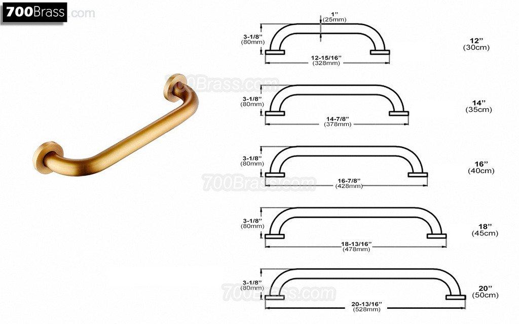 700Brass 700Brass 20-inch Grab Bar for Hotel/Motel/Home Bathtub, Solid Brass, Antique Bronze, Heavy-Duty Construction, Shower Grab Bars
