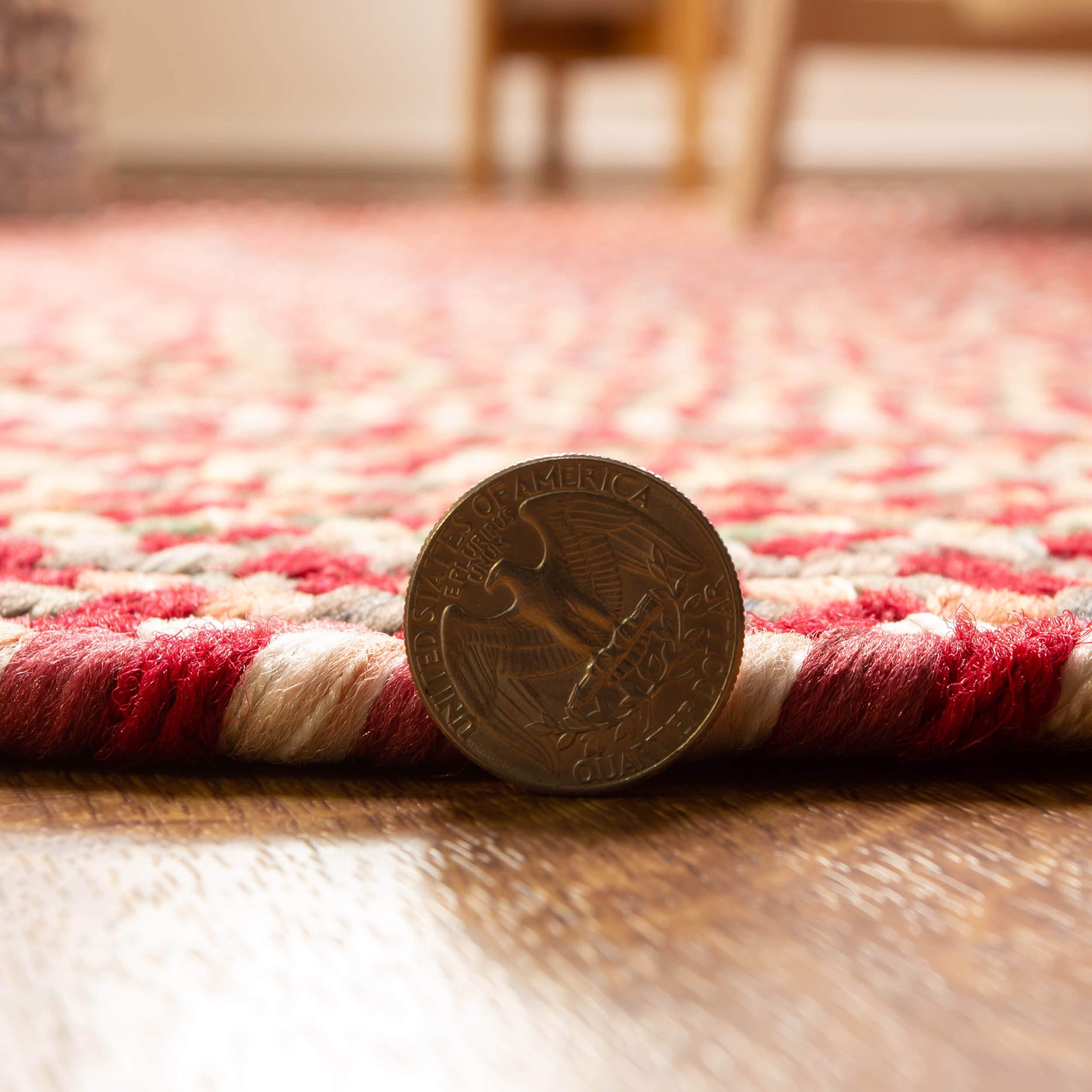 Super Area Rugs Super Area Rugs Roxbury American Made Braided Rug for Indoor Outdoor Spaces, Red/Natural Multi, 3' X 5' Oval