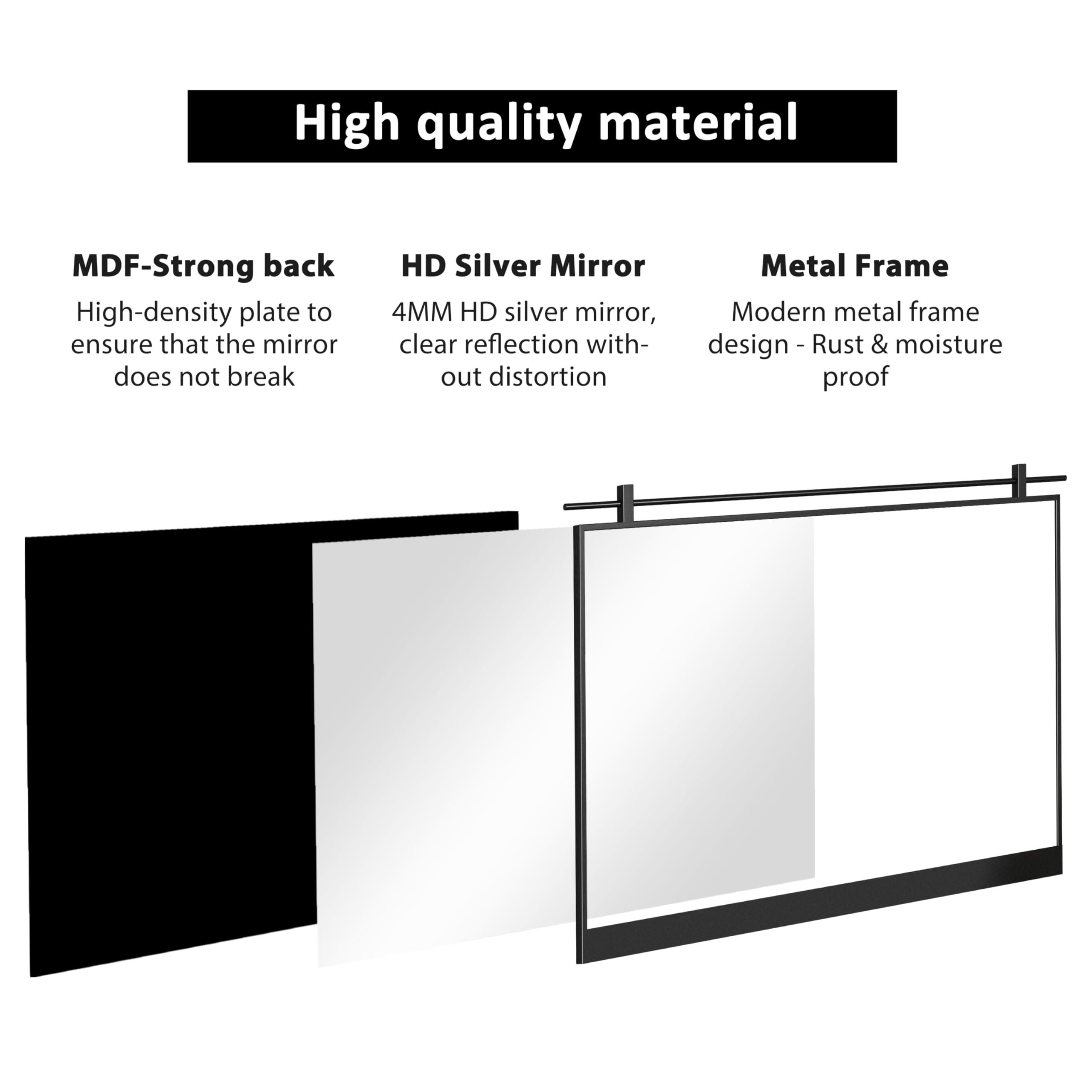 MYTHFUL MYTHFUL 40x28 Inch Rectangle Bathroom Vanity Mirror for Wall Mounted Over Sink Farmhouse Rustic Matte Black Frame Barn Door Mirrors Foyer Entryway Decor
