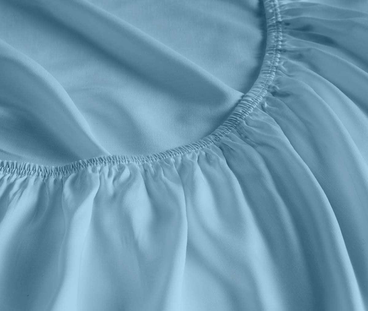 Cottingon Olympic Queen Sheets,100% Brushed Microfiber sheets, Olympic Queen Sheets Sets 66x80, 4 Pcs Olympic Queen Bedding, Extra Soft Olympic Queen Sheets to fit 16\" Deep Olympic Queen Mattress ( Light Blue)