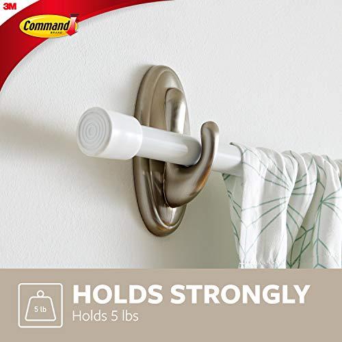 Command Command 5 lb Large Brushed Nickel Color Hooks, 1 Hook and 2 Command Strips, Damage Free Coat Hooks with Adhesive Strips, Traditional Hooks for Hanging Christmas Decorations