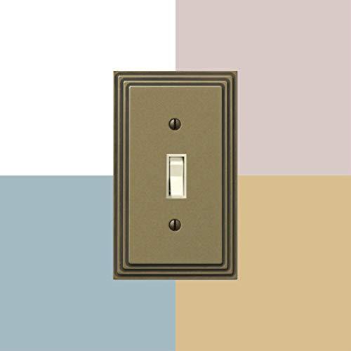 AMERELLE Amerelle Steps Single Duplex Cast Metal Wallplate in Rustic Brass Cast