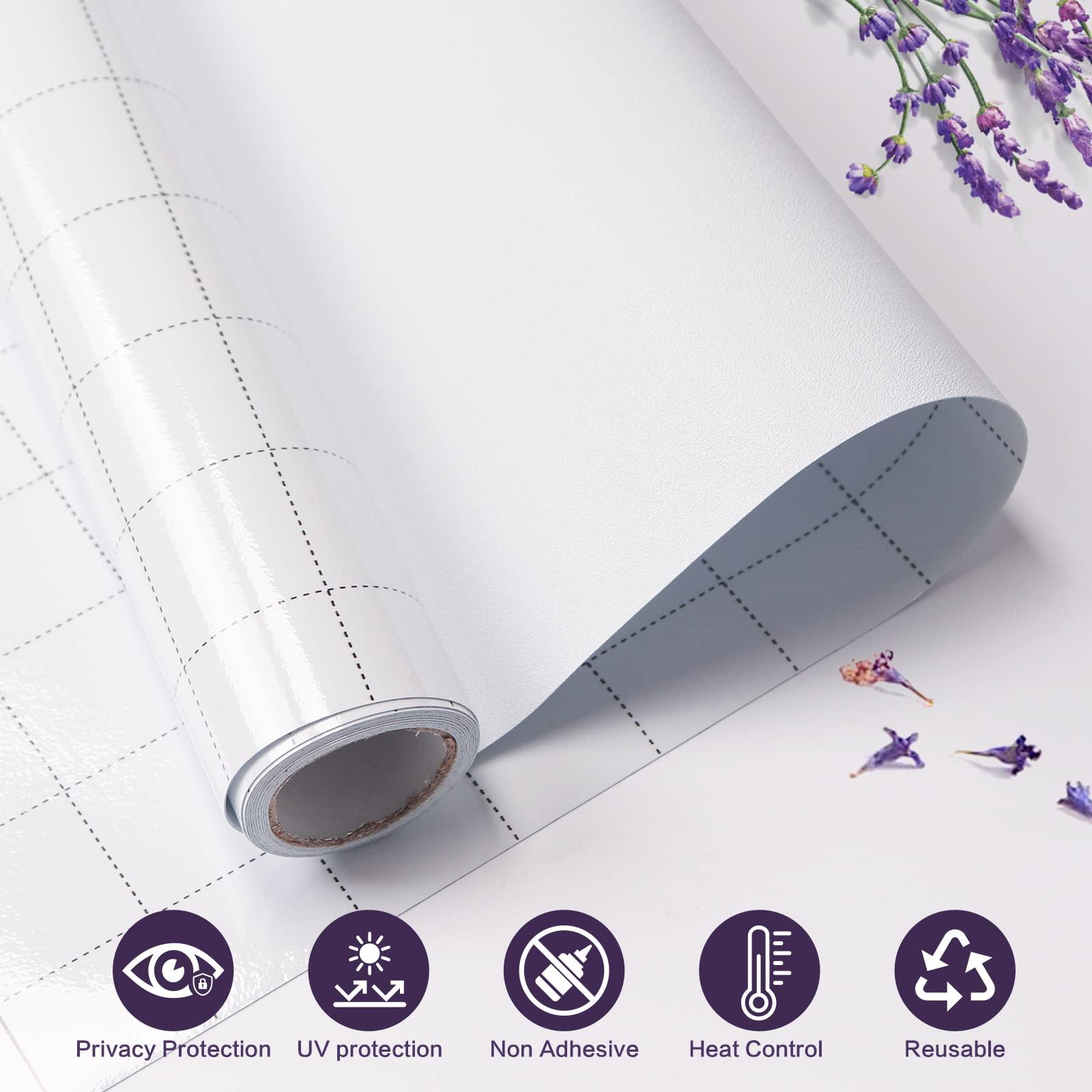 FILMGOO Filmgoo Window Privacy Film Decorate Tint Heat Control Vinyl Treatments Glass Coverings Security Door Stickers Texture Paper for Home and Office Decoration (Frosted-white, 17.7 Inch x 7.8 Feet)