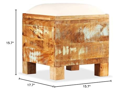 CHARMMA CHARMMA Storage Bench Solid Reclaimed Wood 15.7"x15.7"x17.7"