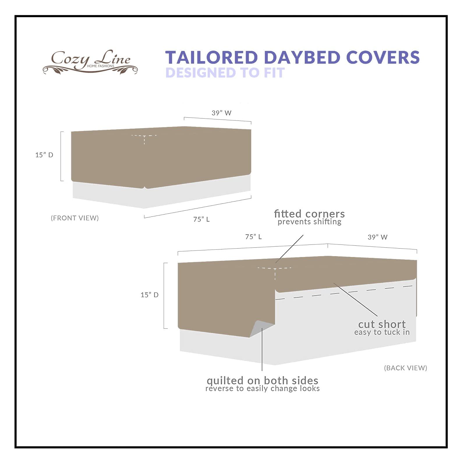 Cozy Line Home Fashions Cozy Line Home Fashions Victorian Medallion Matelass Floral Pure Solid White Scalloped Edge 6 Piece Microfiber Daybed Quilt Bedding Set