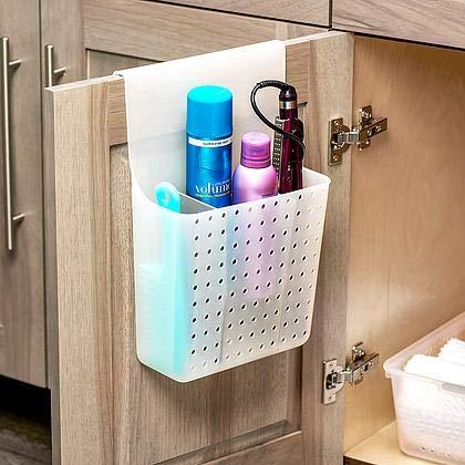 madesmart Madesmart Over Door Hair Tool Organizer for Straighteners, Curling Irons, and Brushes, Hanging Bathroom Storage Hair Tool Holder, Frost