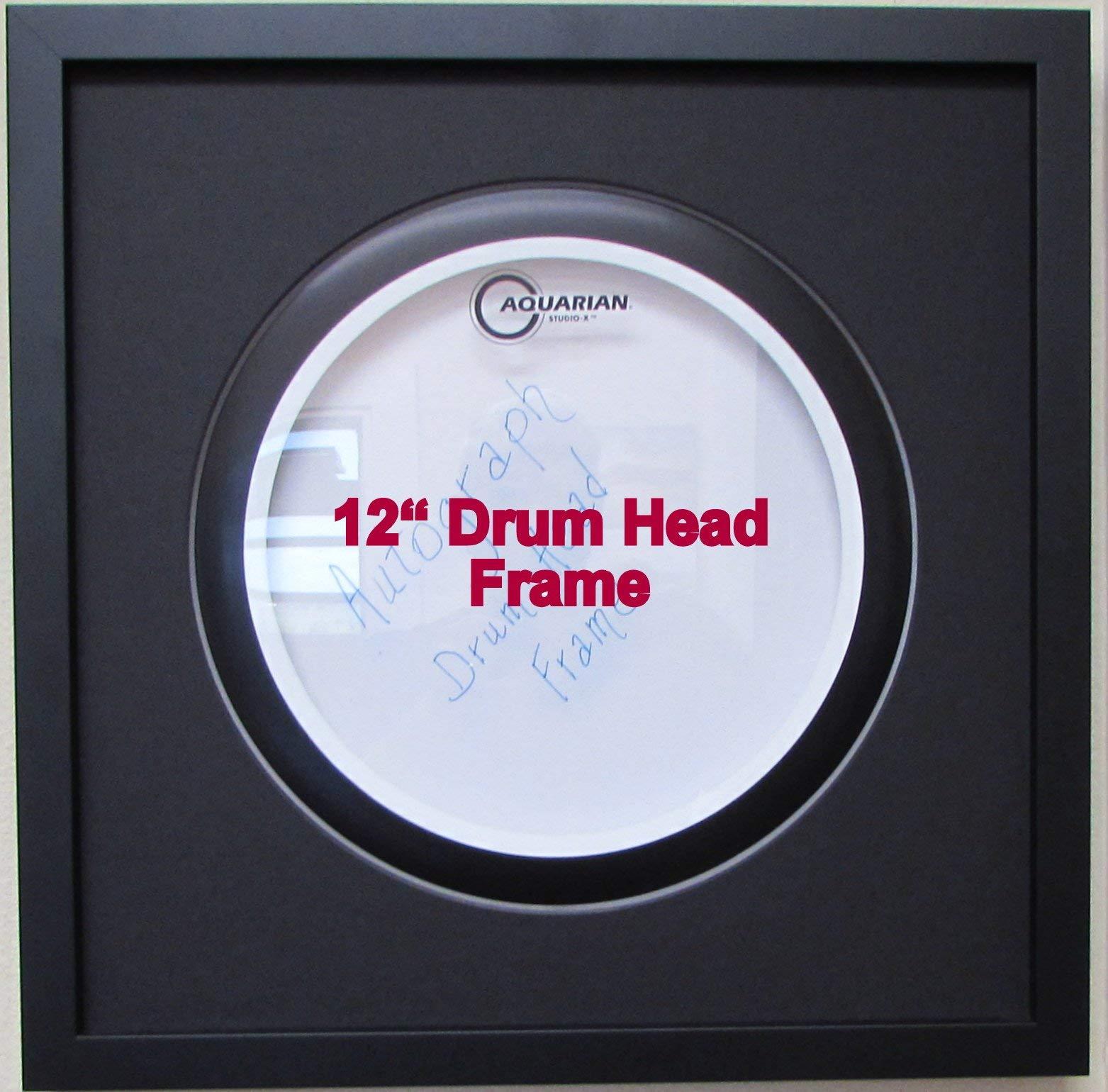 Frame My Collection 12" Drum Head Display Frame Set Black Frame Easy Mount (Black Matting)