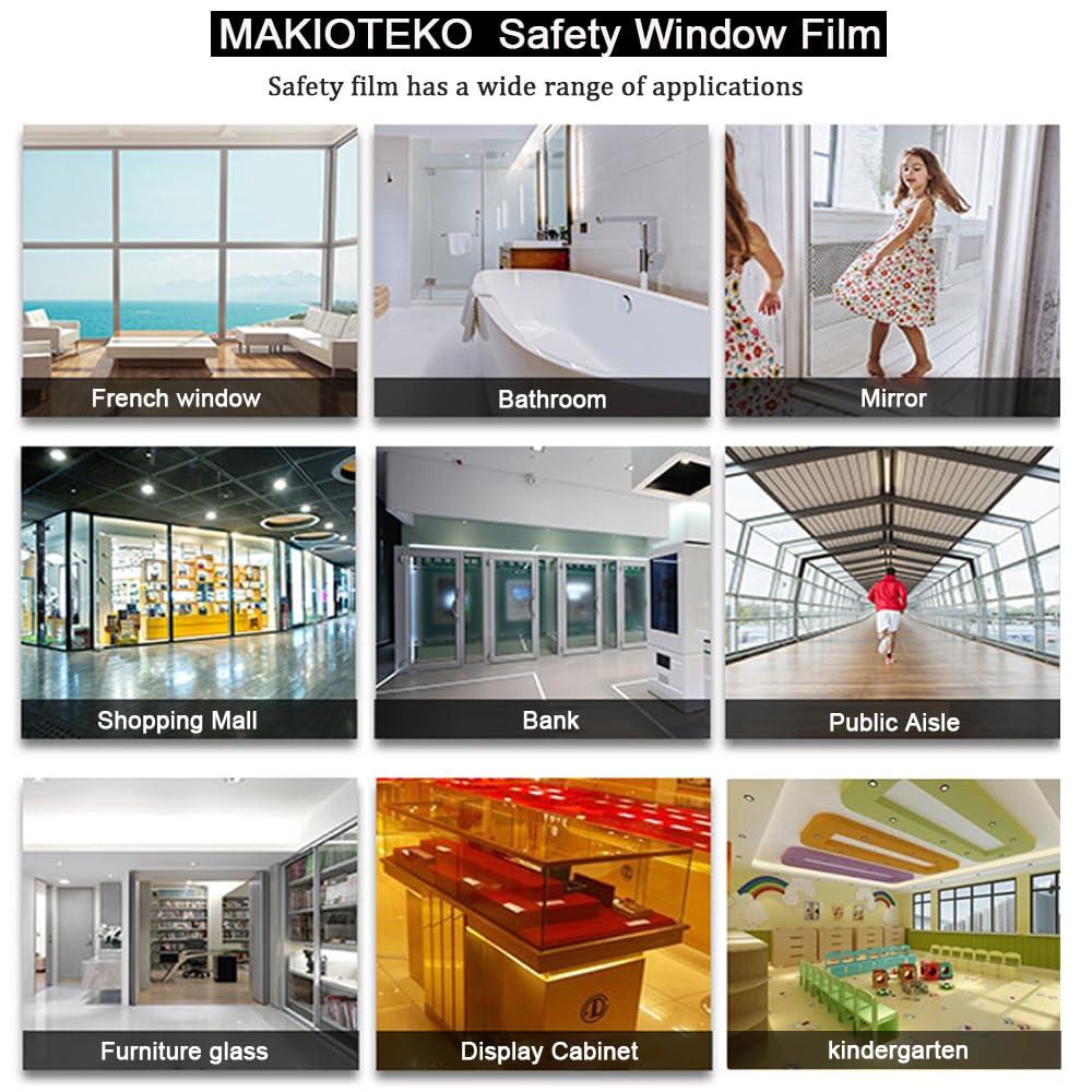 MAKIOTEKO 4mil Clear Window Security Film Safety Window Film Shatterproof Film for Glass Windows Switchable Glass Film for Home Office,24inch x 33feet(Customizable Size)
