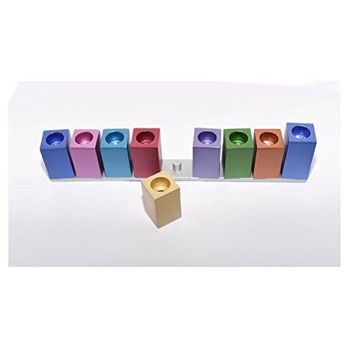 World Of Judaica Hanukkah Menorah with Assembled Colorful Candleholders- Yair Emanuel