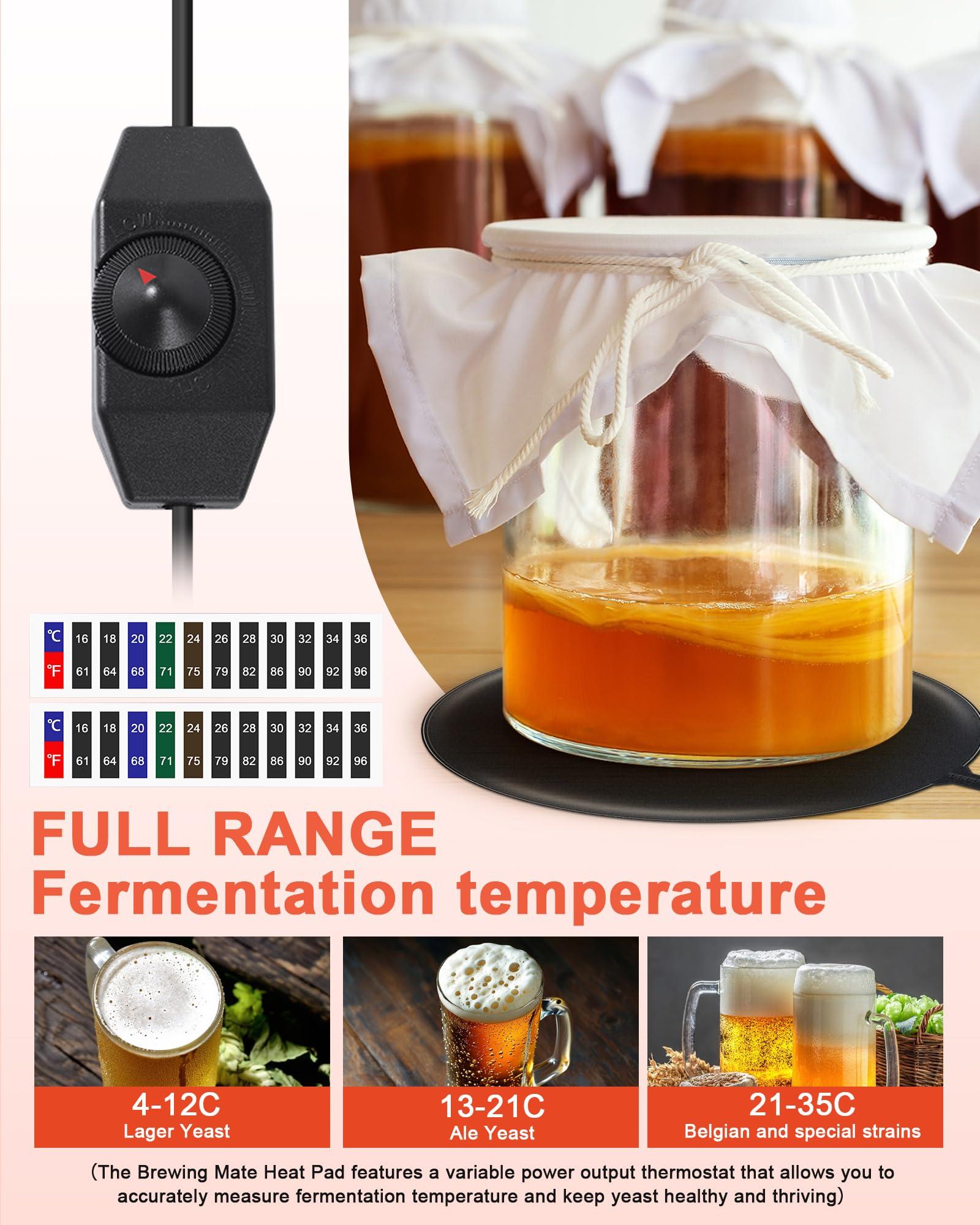 Roicaholy Fermentation Heating Pad, Brewing Warming Mat Homebrew Heater for Homebrew Bread Proofing Sourdough Starter w/Temp Control