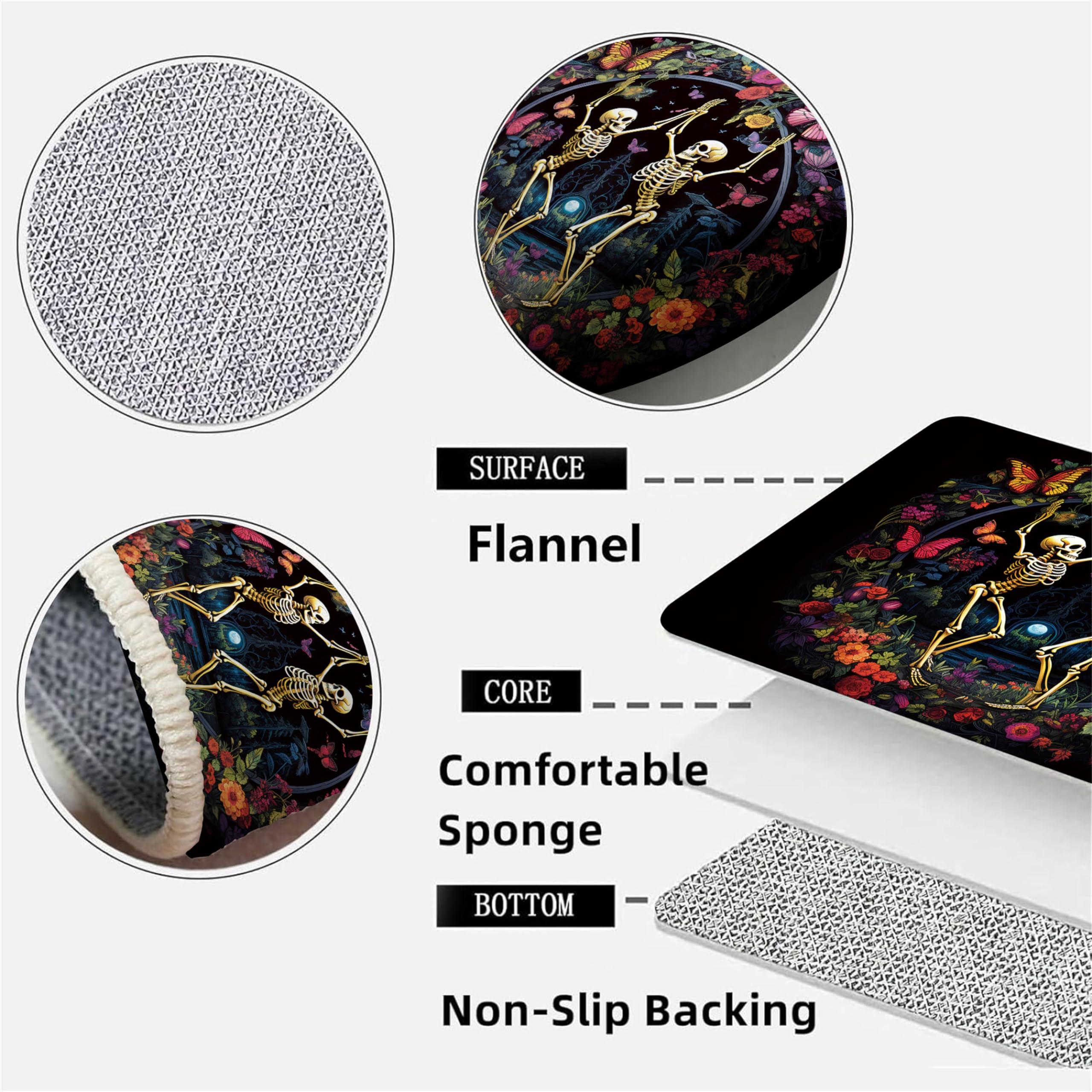 RUGROOM RUGROOM Skeleton Area Rug Butterfly Garden Dancing Skull Print Non-Slip Washable Floor Mat Modern Floral Rug for Living Room Bedroom Haunted House Halloween Botanical Rugs 4x6ft