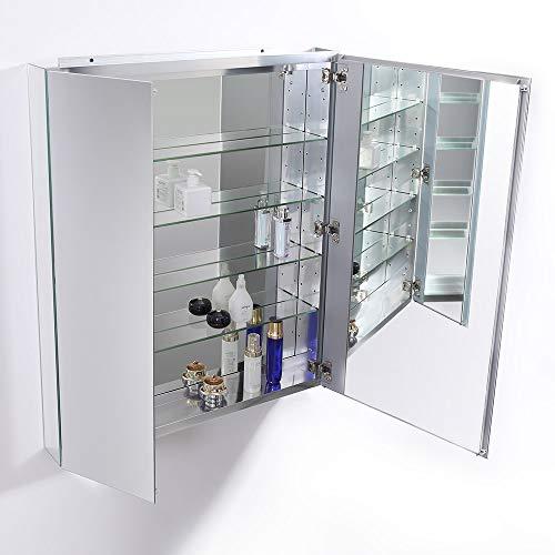 Fresca Fresca Bath 30\" W x 36\" H Modern Bathroom Medicine Cabinet with Mirrors, Recessed or Wall-Mount Installation, 4 Adjustable Glass Shelves, 2 Mirrored Doors - #FMC8091