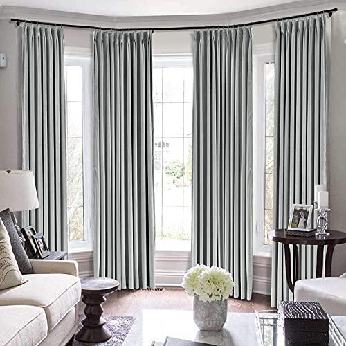 LITTLE BIRD LITTLE BIRD 100% Polyster Double Pinch Pleated Curtains with Hooks for Living Room Bedroom Bunglow,Hall,Window Curtain Measurement Silver Grey, (Wide 72 Inch by 108 Inch Long-1 Panel)