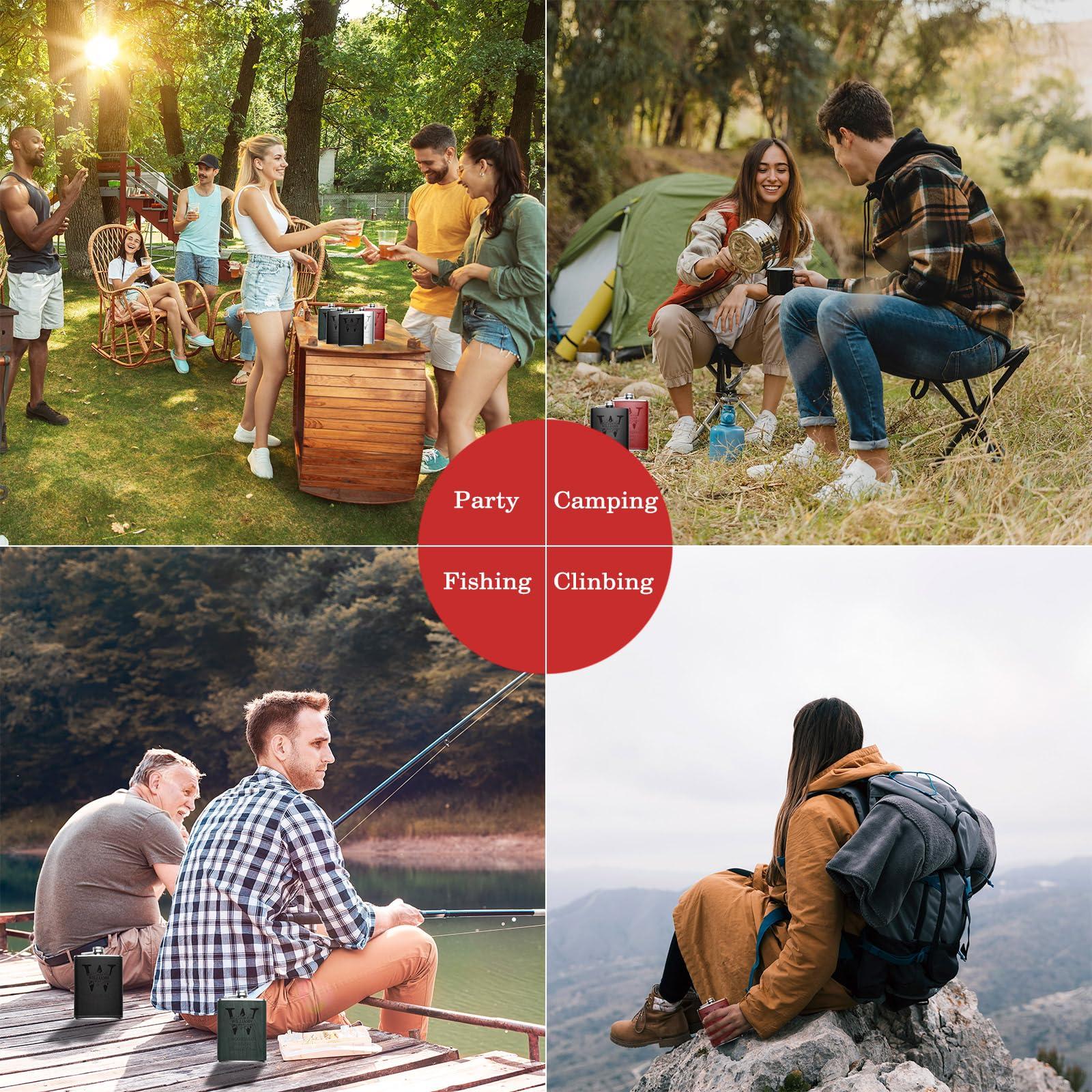 PEGYOU Personalized Leather Flasks for Liquor for Men, Custom Engraved Monogrammed Flask, 8 oz Whiskey Flask Hip Flask, Groomsmen Gifts Christmas Birthday Gifts for Dad Grandpa - Leather, Black