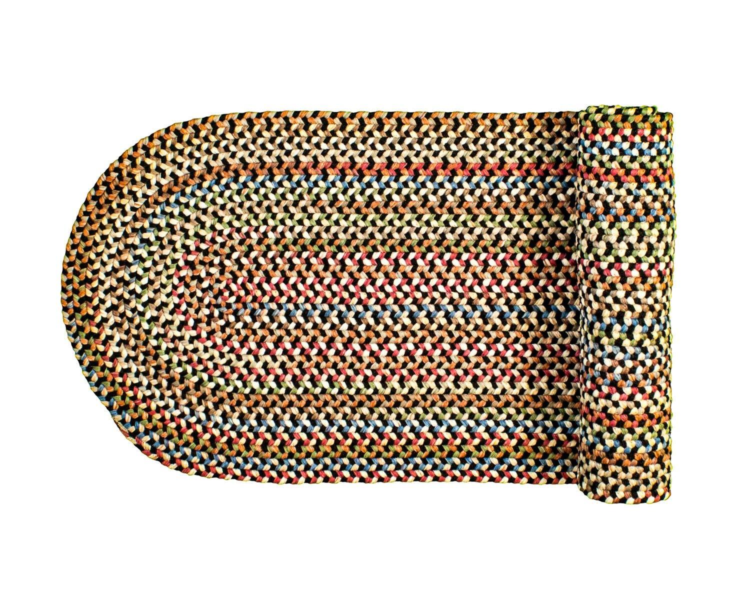 Super Area Rugs Super Area Rugs Roxbury American Made Braided Rug for Indoor Outdoor Spaces, Charcoal/Natural Multi, 2' X 6' Oval Runner